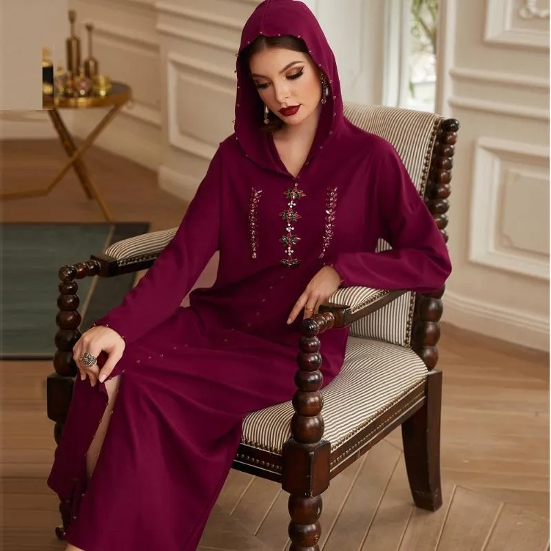 Etnisk Kläder Eid Mubarak Kaftan Abaya Dubai Turkiet Hijab Muslim Dress African Islam Abayas för kvinnor Robe Musulman de Mode Djellaba