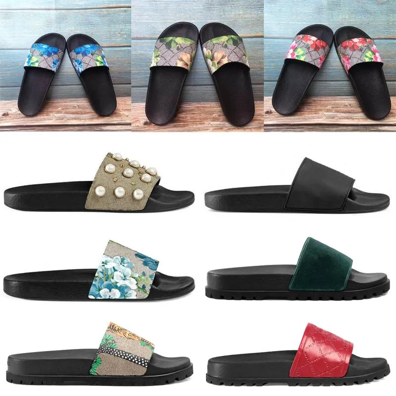 2021 Diseñador Hombres Mujeres Sandalias azul airprods verde rojo flor animales serpiente Sandalias de verano Diapositiva Moda Chanclas Ancho plano Resbaladizo Zapatilla caja