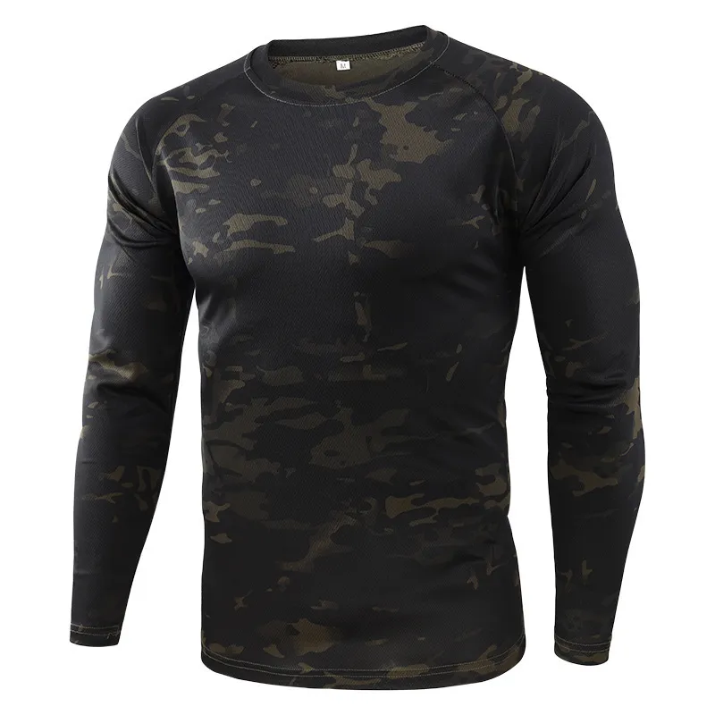 Men Full Sleeves Shoulder Pad Camouflage Black T Shirt at Rs 230/piece in  Agra