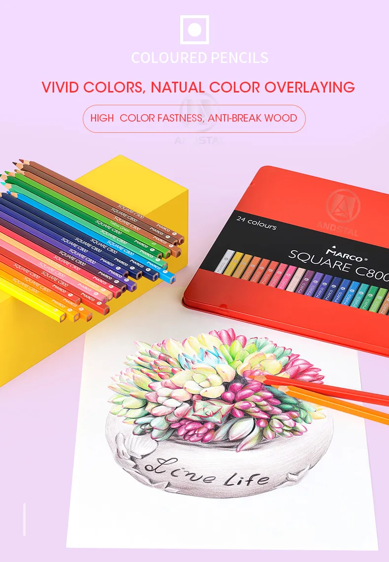Wholesale Marco Fashion SQUARE Pastel Color Carbothello Pastel Pencils  12/24 Andstal Colors Professional Colored Pen For School And Art Projects  Y200709 From Long10, $13.52
