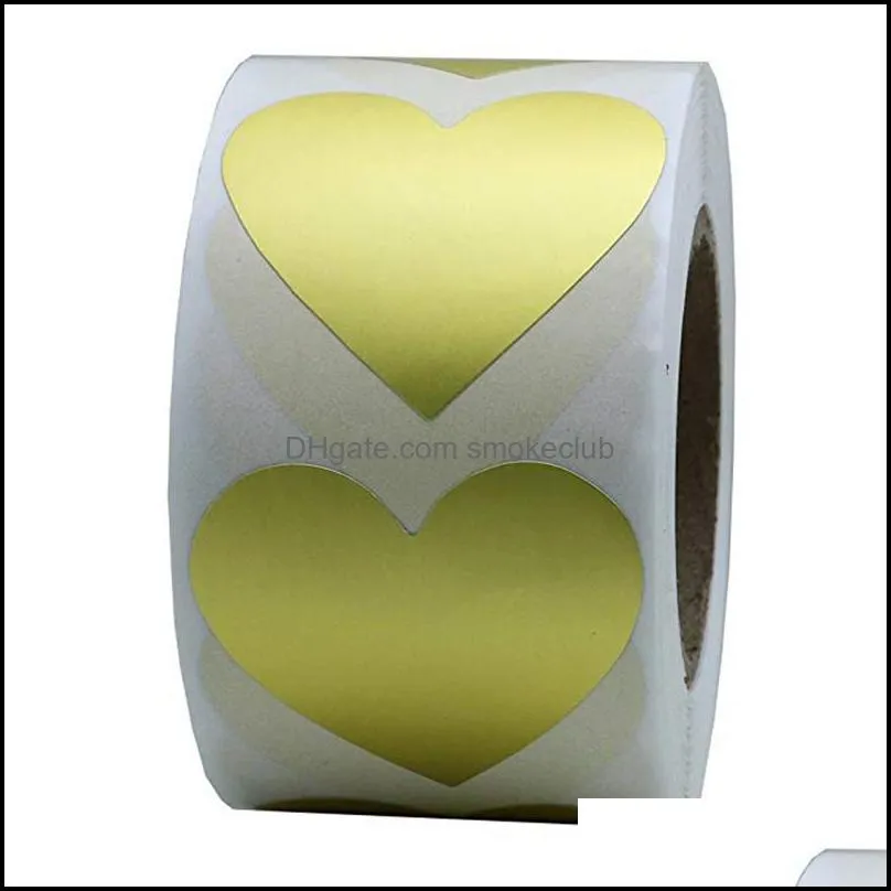 500pcs 1inch Gold Color Heart Label Adhesive Stickers Handmade Candy Bag Gift Box Packaging Wedding Envelope Decor