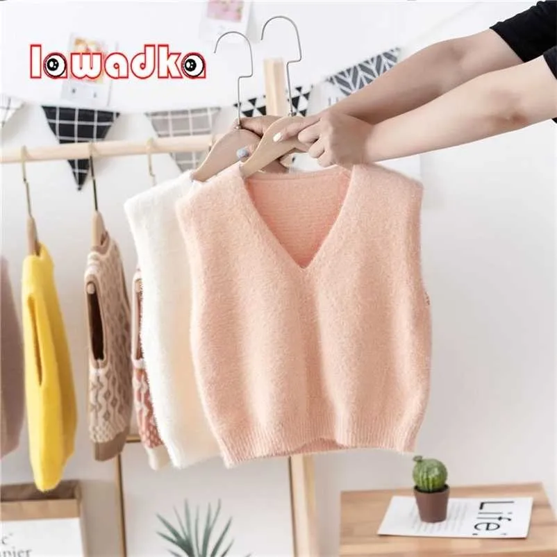 Lawadka, chaleco de otoño e invierno para niños y niñas, ropa cálida para niños, suéter de punto suave, chaleco sólido para niñas, prendas de vestir exteriores 211203