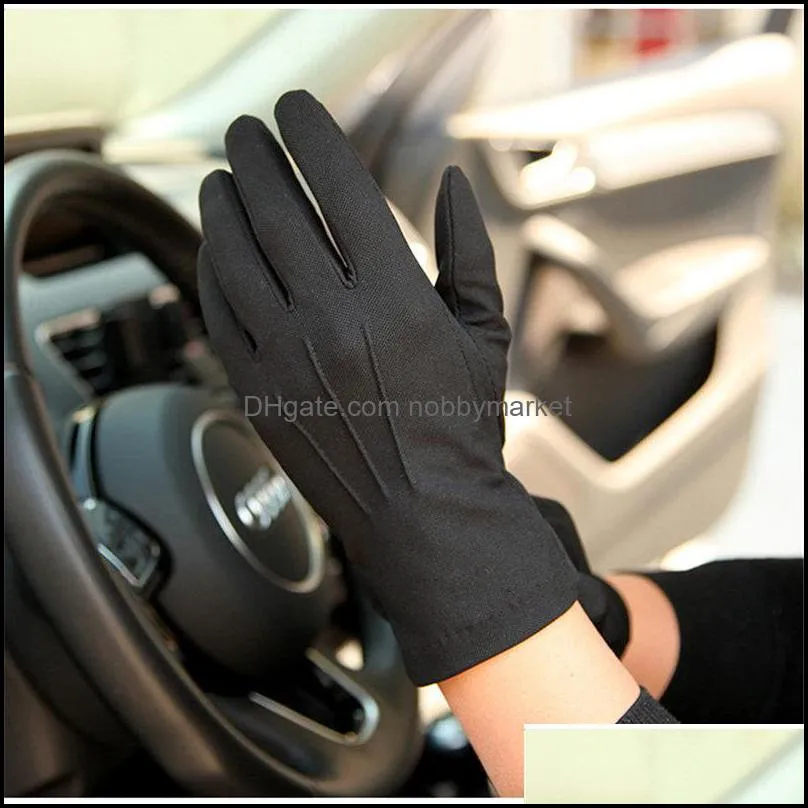 Summer Sun Protection Gloves Male Thin Breathable Anti-Slip Driving Gloves Anti-UV Full Fingers Man Mittens SZ105W1 201020