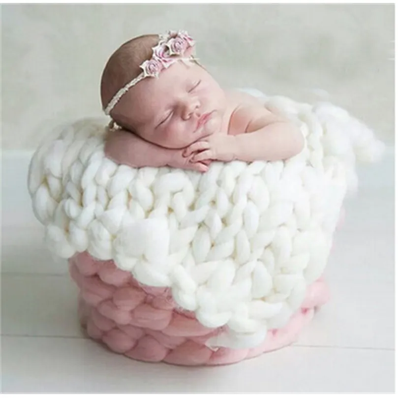 50*40cm Handcraft Acrylic Fiber Blanket Basket Stuffer Filler born Baby Pography Background 211105