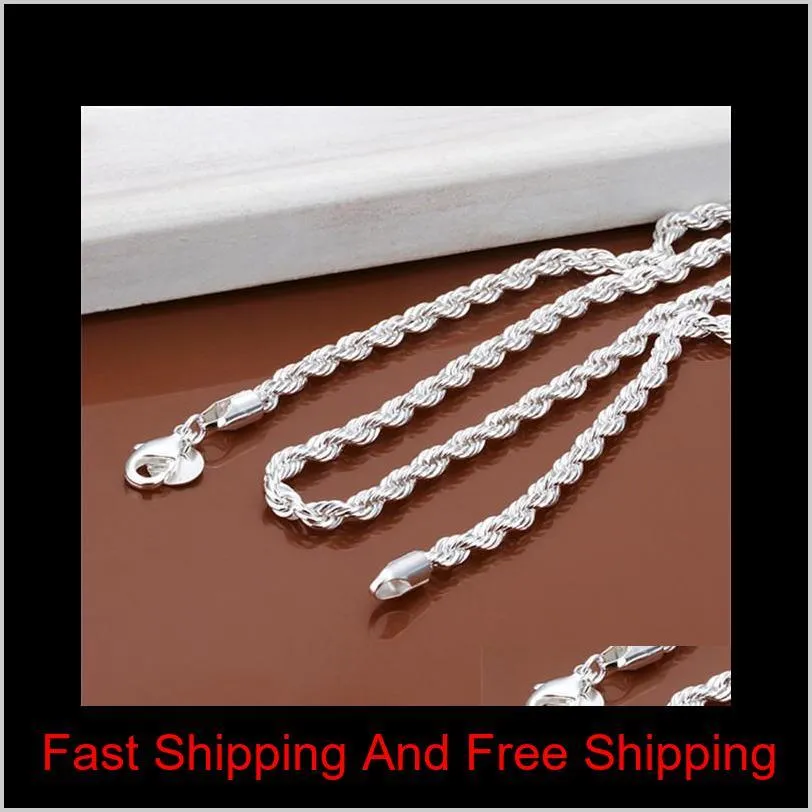 new arrival flash twisted rope necklace men sterling silver plate necklace stsn067,fashion 925 silver chains necklace factory direct