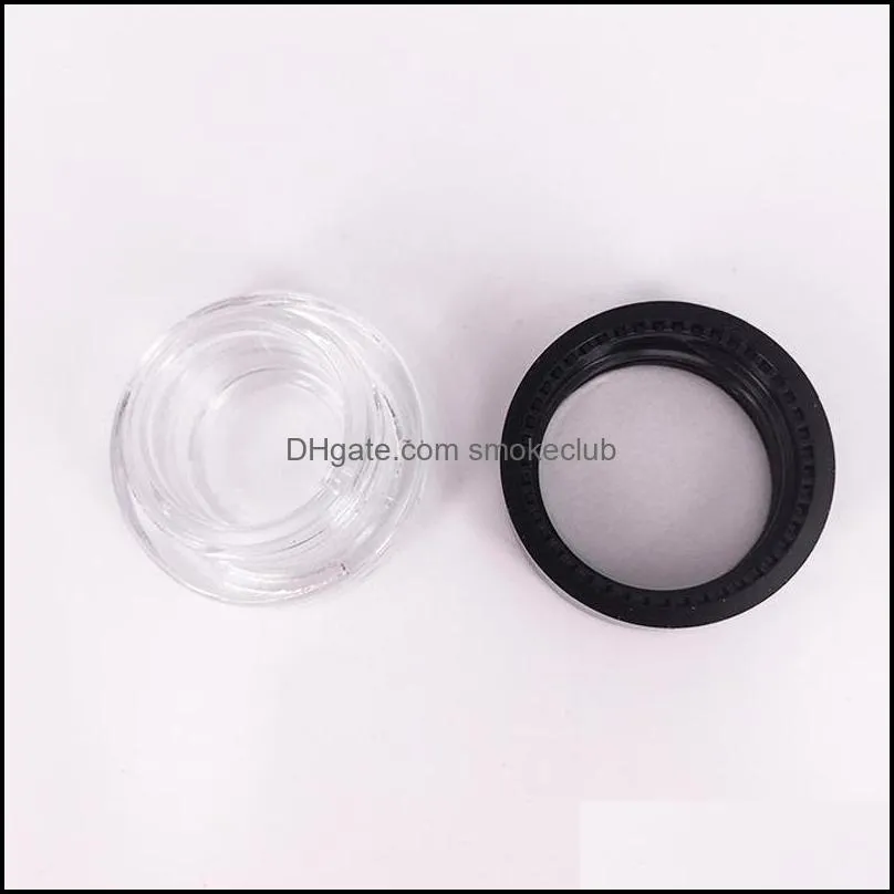 Food Grade Non-Stick 5ml Glass Jar Tempered Glass Container Wax Jar Dry Herb Container with Black Lid V 6ml Glass Jar