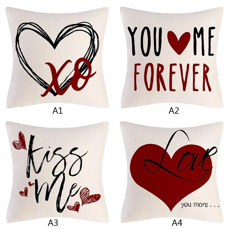 Valentine`s Day Pillow Case 45*45cm Red Heart & Love Patterns Sofa Couch Car Spring Home Decor