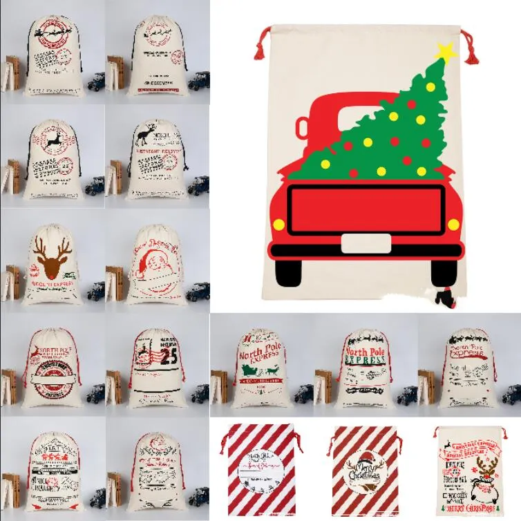 Santa Sacks Monogrammable Christmas Gift Bags Sack Drawstring Bag Deer 25 Designs Bulk in Stock 500pcs YW244-ZWL670-1