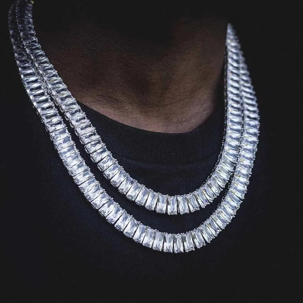 New Hip Hop Crystal Jewelry Lodówka CZ Łańcuch tenis Mężczyźni Chunky Naszyjnik Lukier Cubic Cyrkon Miami Cuban Link Łańcuch Naszyjnik Biżuteria X0509