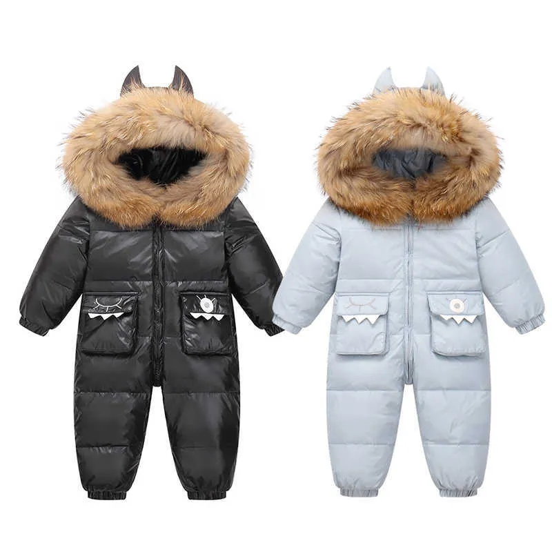 2021 Vestuário de Inverno Conjunto para Bebês Bonito Menina Snowsuit Engrossar Cartoon Recém-nascido Bebê Bebê Casaco Dinossauro Infantil Romper Parkas 1-3Y H0909