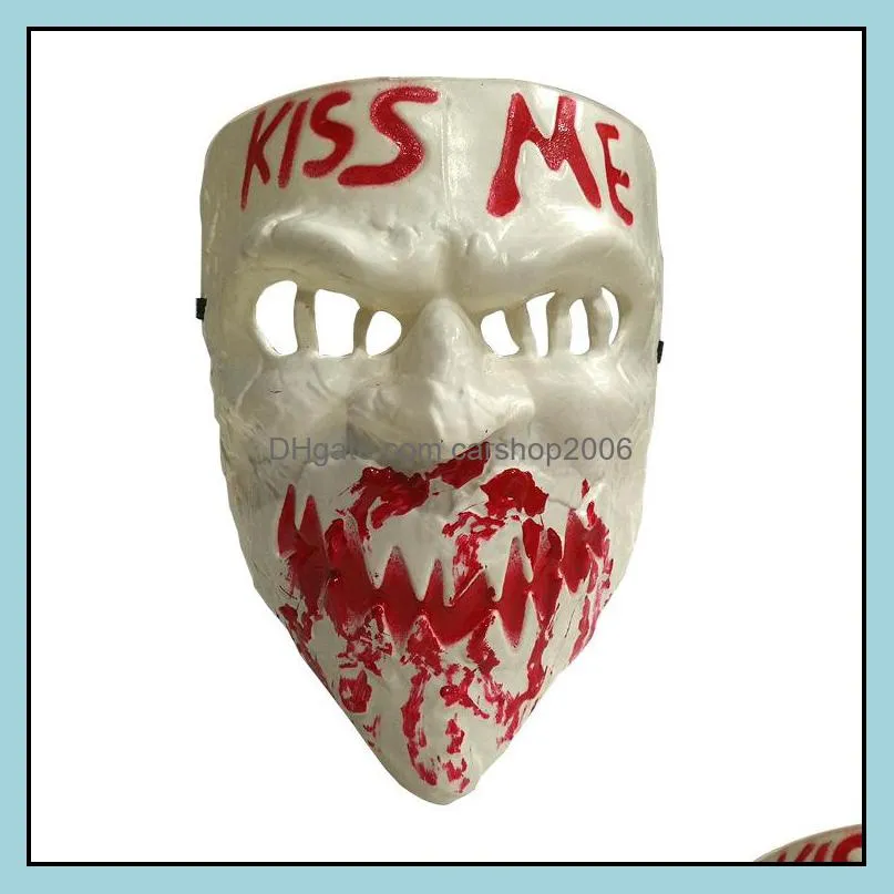 New Kiss Me Horror Mask Scary Halloween Mask Full Face Horror Devil Masquerade Masks Halloween Cosplay Prop Party Supplies DBC VT0946