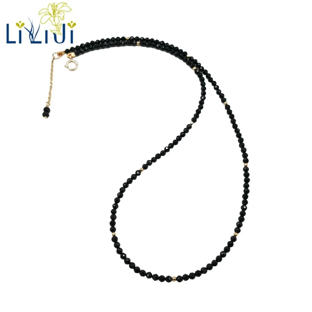 Liji Unique Black Spinels, Labradorite, Freshwater Pearl, Tanzanites, Ite, Apatite, Garnet, S925 Guldfärg Delikat halsband