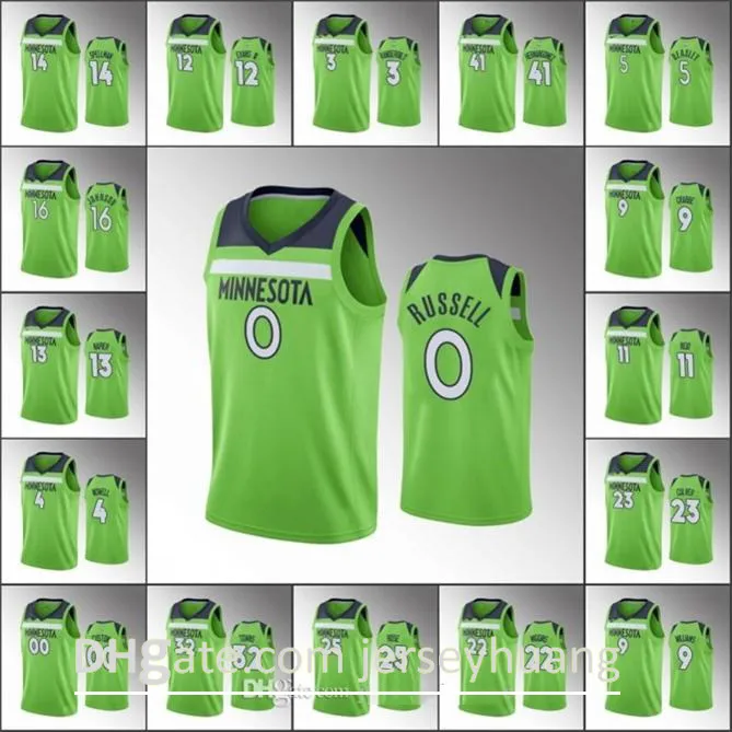 Men Karl-Anthony Towns D'Angelo Russell\rMinnesota Derrick Rose Statement\rTimberwolves Custom Green Jersey