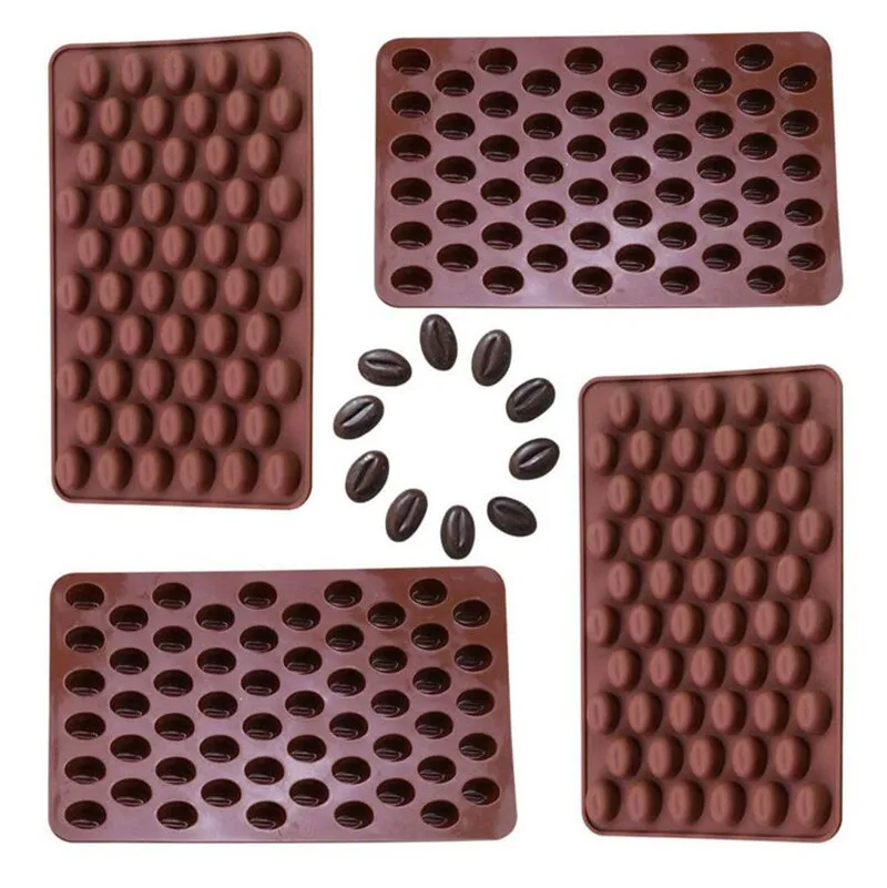 Silicone Bakeware Chocolate Coffee Beans Shaped Moulds Mold Jelly Ice Candy Sugar Tool Cooking Tools Cake Decoration Baking