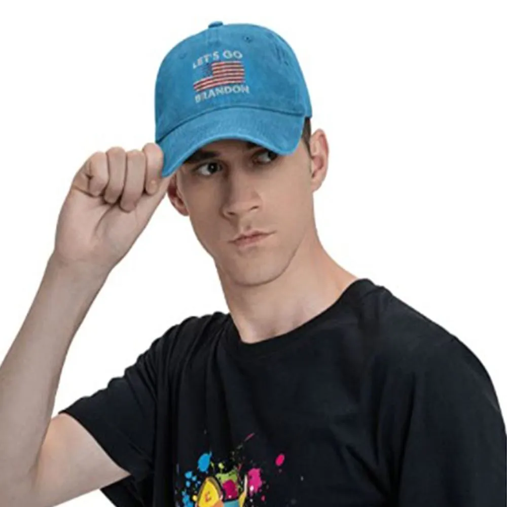 Lets Go Brandon FJB Dad Hat Baseball Cap for Men Funny Washed Denim Adjustable Hats Fashion Casual Men`s Hats
