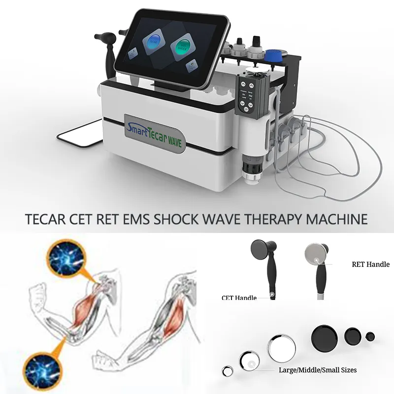 Smart Tecar RF CET RET Shockwave et EMSWAVE Machine de traitement de la douleur Traitement ED Enlèvement de la graisse corporelle