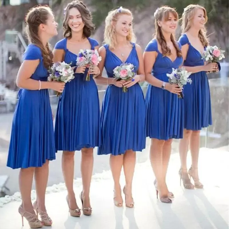 royal blue knee length bridesmaid dresses BABARONI Halter Chiffon Short Bridesmaid Dresses-Royal Blue, Royal Blue / US0 main image 0
