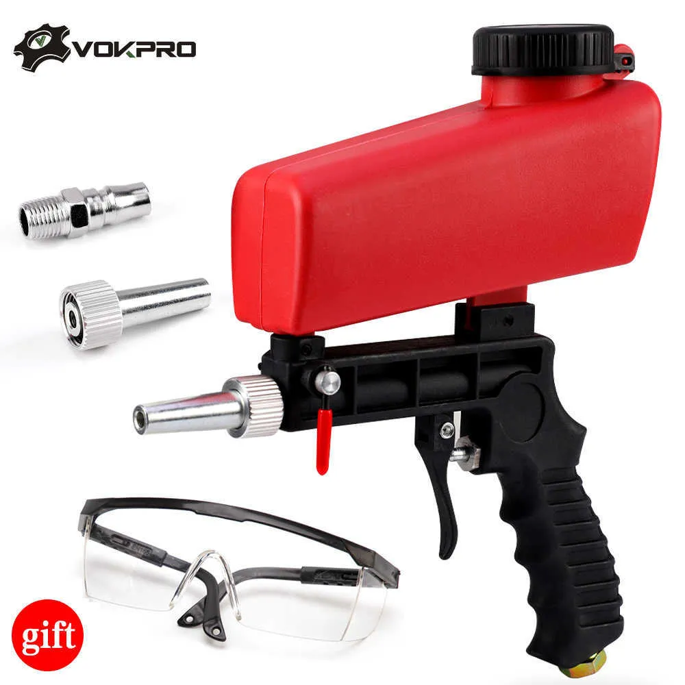 Hand-held Rust Preventive Sprayer Sandblaster Machine Air Sanding Pneumatic Blasting Iron Removal Glass Mirror Etching 210719