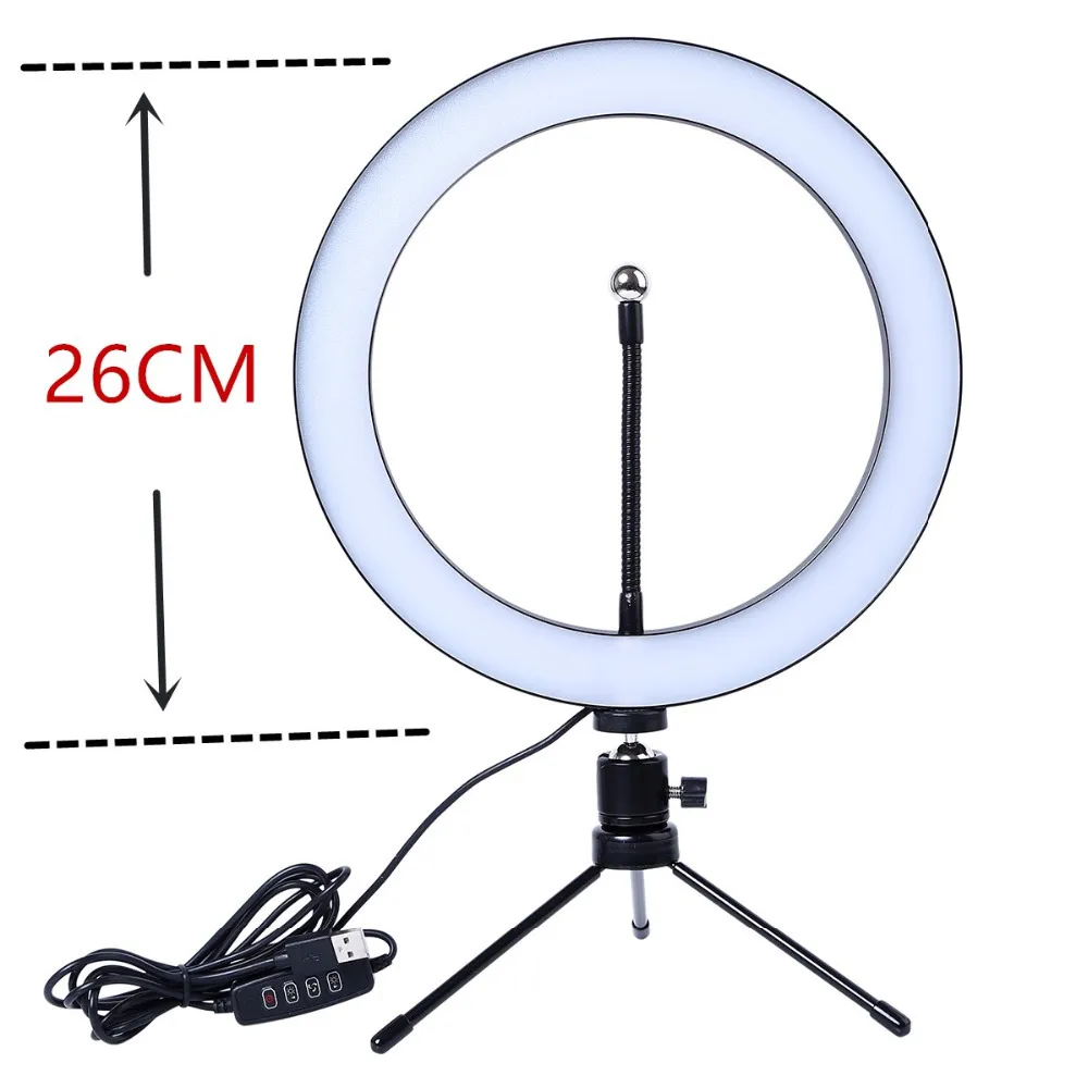 Кольцо Света Светодиодные Selfie 26 См Dimmable Фотографии Камеры Телефон  Кольцевая Лампа С Настольными Штативами Для Макияжа Видео Живой Студии От 2  940 руб. | DHgate