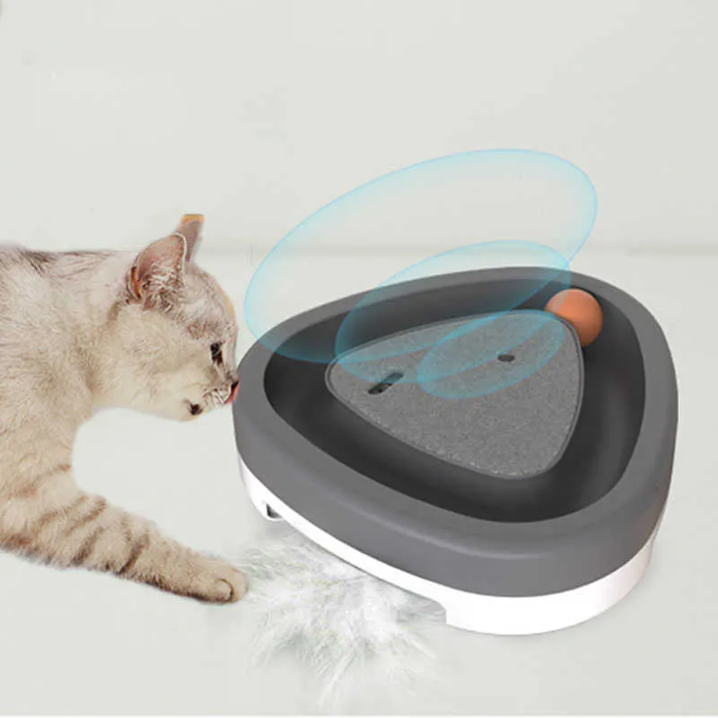 3 in 1 Pet Cat Toy Electric Rotating Cat Teaser Feather Wand Toy Funny Ball Training Toys for Cats Interactive Kitten 210929