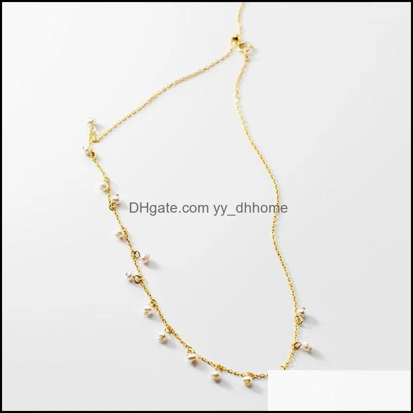 Chains A00981 Classic Natural Freshwater Baroque Pearl Clavicle Choker Necklace For Women 925 Sterling Silver Wedding Jewelry
