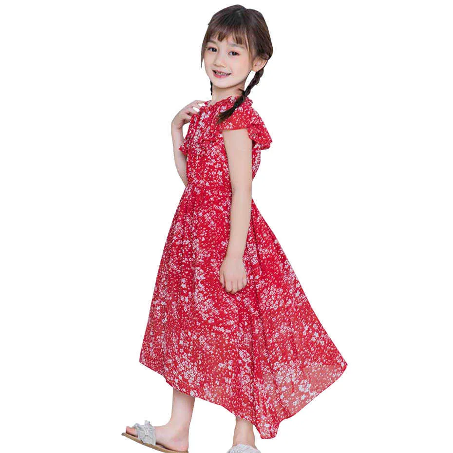 Robe d'été pour filles Fête florale Slim Rouss ES Mignon Adolescent Vêtements 6 8 10 12 14 ans Q0716