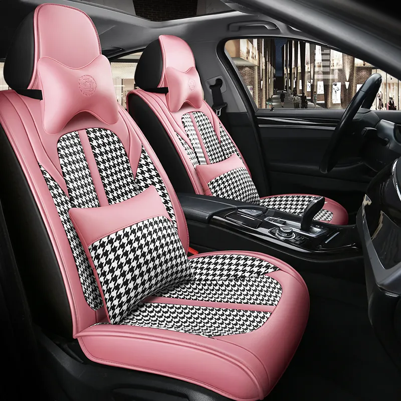 Audi a3 a4 b6 b8 a6 a5 q7 için 2021 Moda PU Deri Araba Koltuğu Kapakları iç aksesuarları koruyucu Keten Dikiş tarzı Otomobil yastık 1 takım