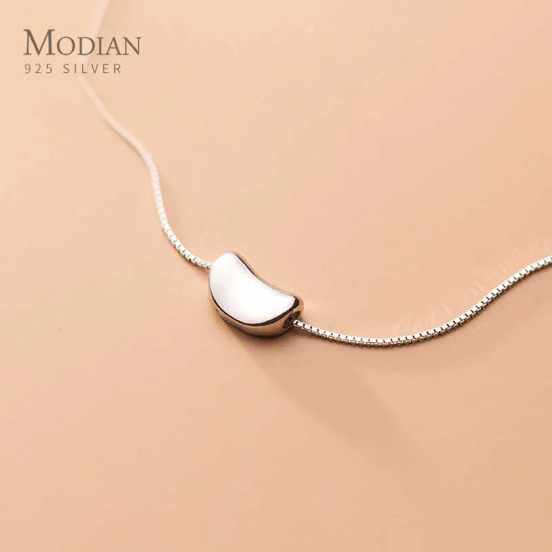Modian Link Chain Necklace for Women Fashion 925 Sterling Silver Bean Simple Pendant Necklace Fine Jewelry Girl Gift 210619247R