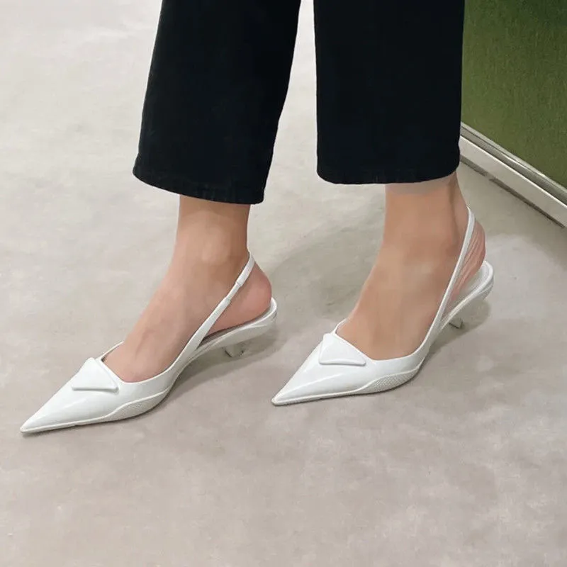 Formal Women shoes Designer Sandals Quality Heel height 3.5cm Runway Pointed Lady Brand Elegant Toe Summer Wedding