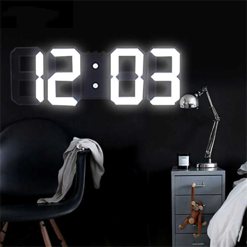AnPro 3D كبير الصمام الرقمية ساعة الحائط تاريخ الوقت مئوية مئوية عرض الجدول سطح المكتب الساعات المنبه من غرفة المعيشة 210930
