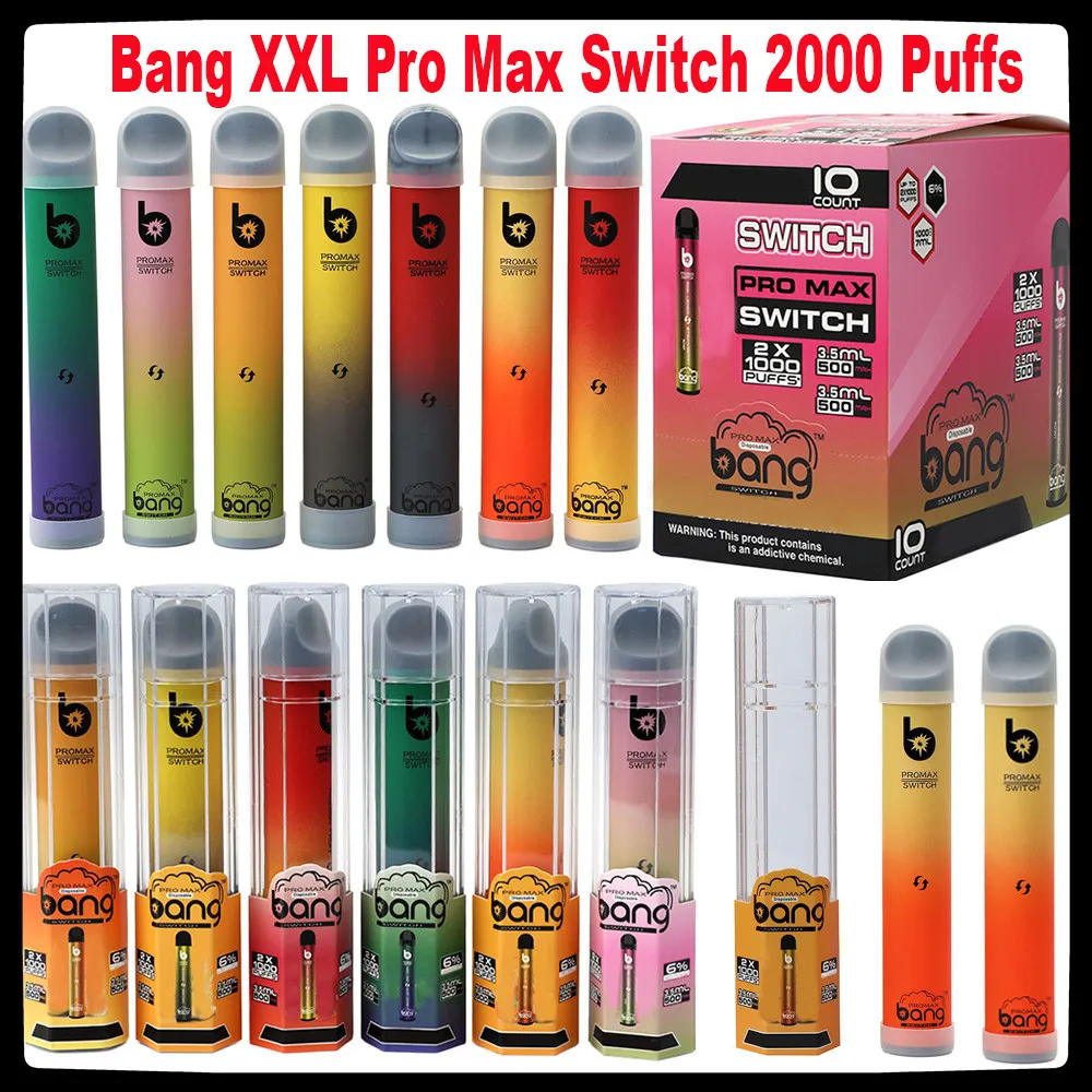 Bang Pro Max Switch Disposable Vape Pen 2 IN 1 E Cigarette Device 7ml Pods 2000 Puffs XXtra Vapor Kit VS Puff Double Ezzy Super