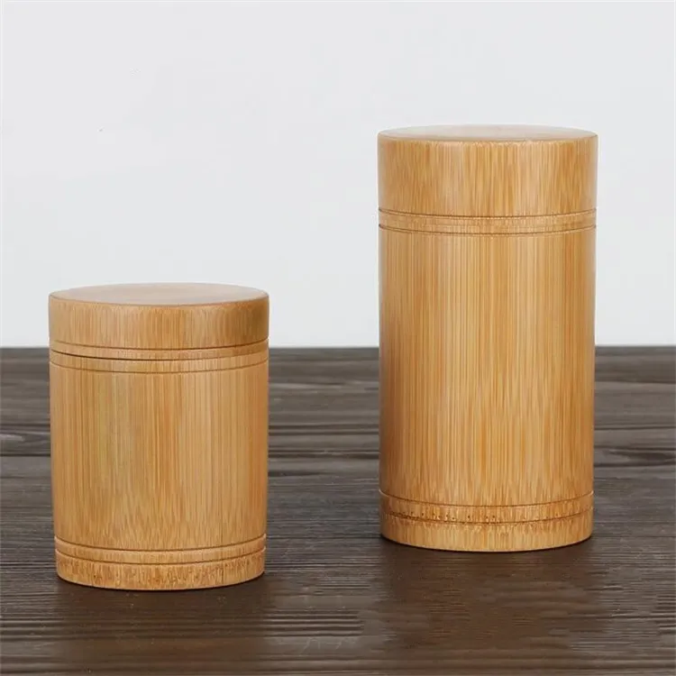 Bamboo Tea Jar Portable Bamboo Container Canister Tea Storage Box with Lid For Spices Tea Coffee Sugar Receive With Lid