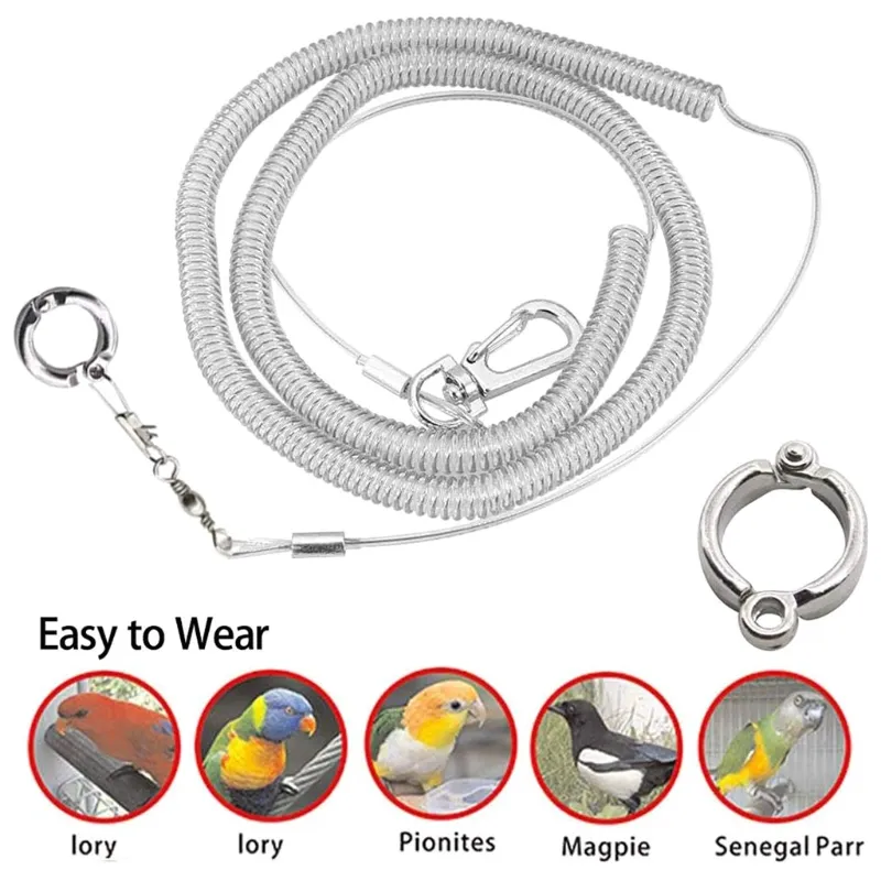 6 M Flexibele Parrot Bird Harness Leash With Pen Ring Anti-Bit Outdoor Flying Training Touw voor Vogels Parakeet Cockatoo Cockatiel