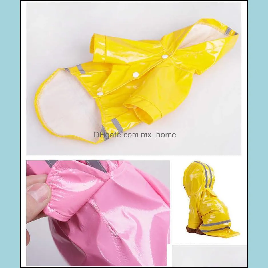 Dog Apparel pet dog clothes Outdoor Puppy Rain Coat S-XL Waterproof Jacket hooded raincoat PU reflective for Dogs Cats apparel DD9Y