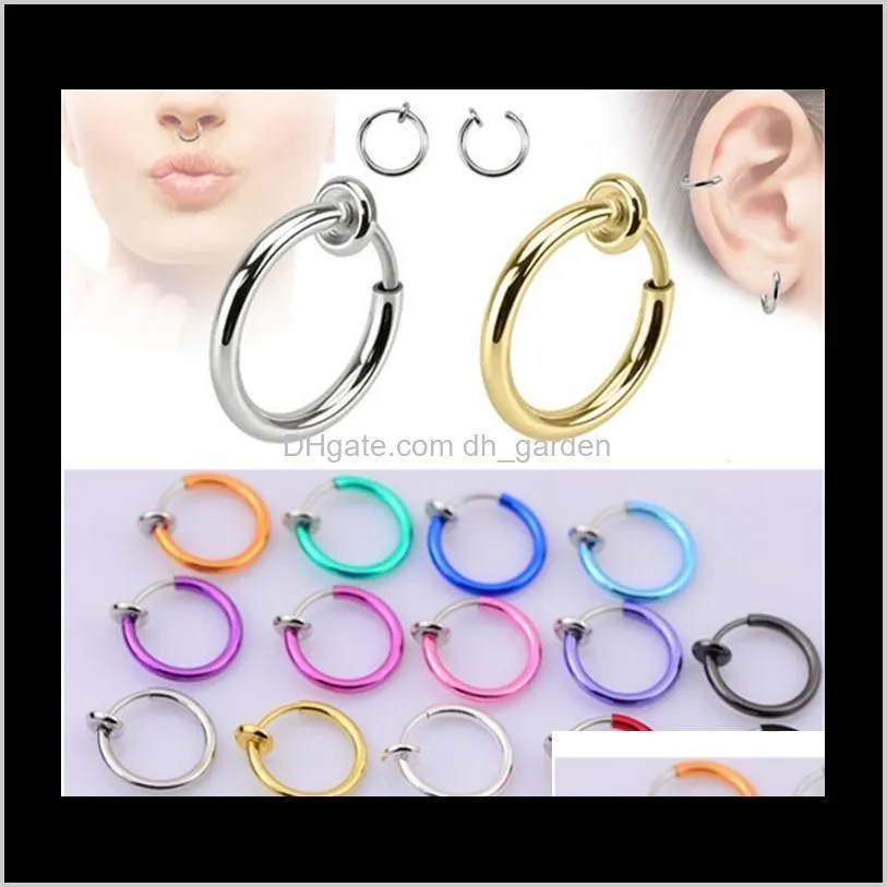 Clip on Boby Nose Lip Ear Fake Piercing Rings Stud Punk Goth False Hoop Earrings Septum Factory Wholesale