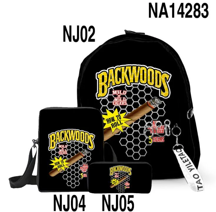 3D Backwoods mochilas 3 pçs / set vermelho cheiro à prova dente laptop ombro schoolbag backwood imprimir saco outdoor kroms meninos knapsack verde 2021 quente