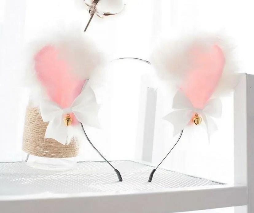 Ranuw Cerchietto per capelli a forma di orecchie di gatto, in peluche, per carnevale, feste, cosplay, feste in costume, accessori unisex, fasce carine per donna per lavare il viso