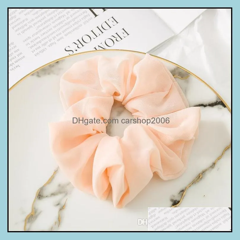 Cross-border new hair circle Amazon chiffon simple solid color large intestine ring elastic band fabric hair ring jewelry wholesale