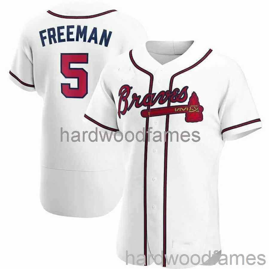 Maglia da baseball personalizzata Freddie Freeman # 5 bianca cucita uomo donna gioventù bambino XS-6XL