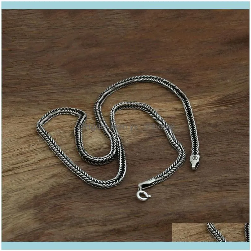 Chains FNJ Tail Chain Necklaces 925 Silver 2.8mm 45cm To 65cm Original S925 Thai Women Men Necklace