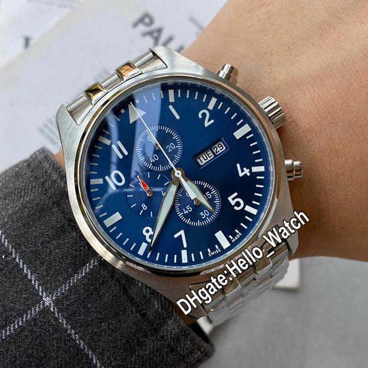 watches men luxury brand Pilot Aviator Little Prince Date IW377717 Quartz Chronograph Mens Watch Blue Dial Stainless Steel Bracelet discount