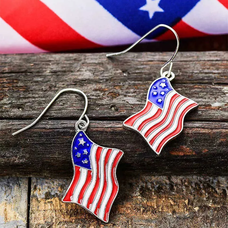 Waving American Flag Wood Earring - DAR Shopping