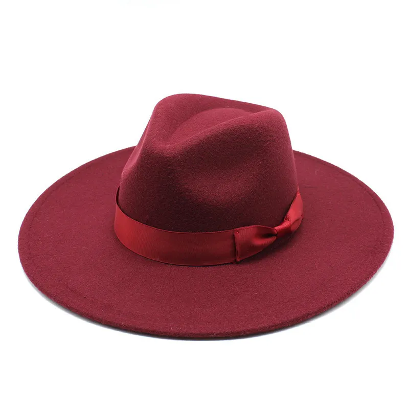 9,5 cm Jazz Filz Fedora Hut Panama hut Frauen breite krempe hüte Frau Top Cap Damen Mode Reise Caps Europäischen UNS Herbst Winter 2022 NEUE