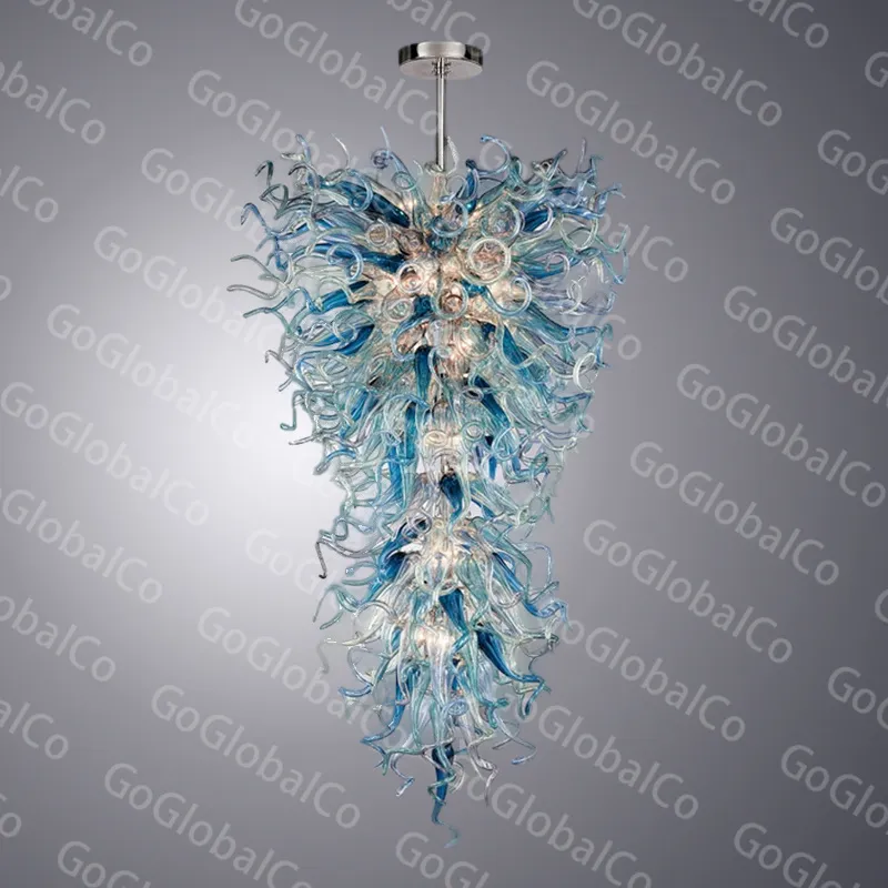 Nordic Long Wisiorek Lampa Art Decor Living Room LED Ręcznie Dmuchany Szklany Żyrandol Oświetlenie Luksusowe Chihuly Żyrandole Światła 60 o 120 cm