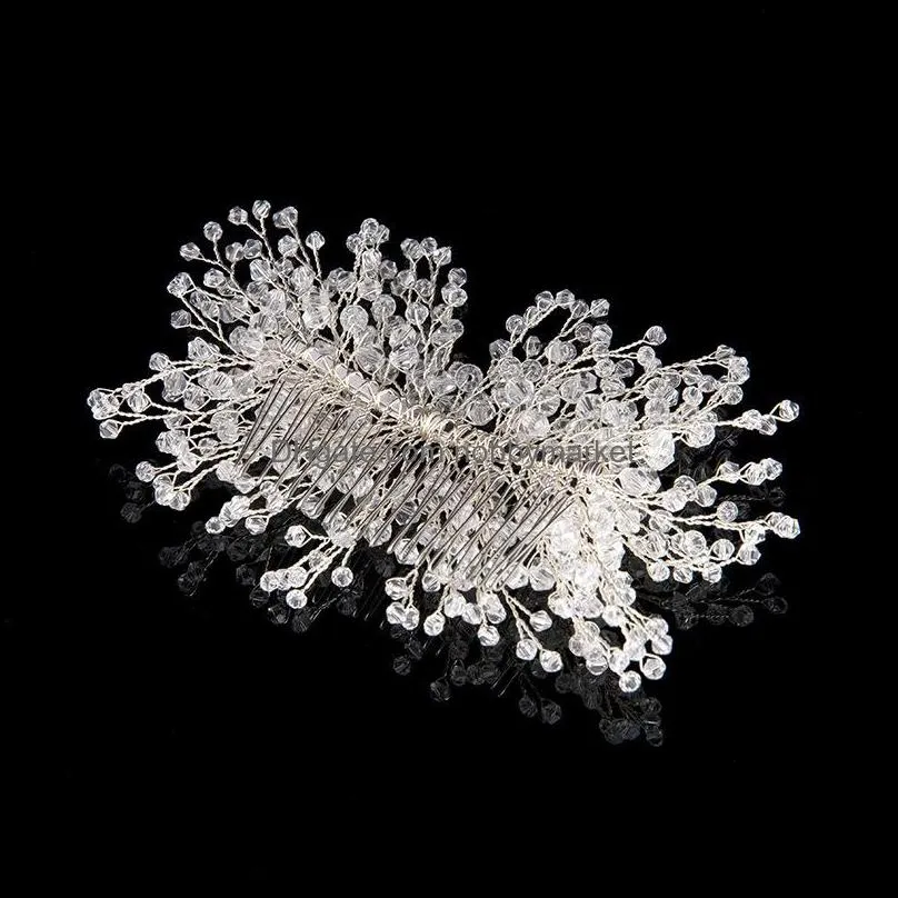 2017 Elegant Wedding Bridal Hair Accessories Jewelry Handmade Crystal Rhinestone Bridal Party Prom Pageant Hair Comb Hairpins