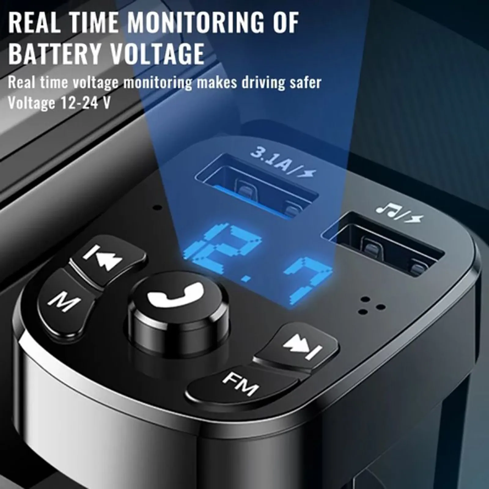 Kablosuz Mavi Diş Eller Araba Aksesuarları Kiti FM Verici Oynatıcı Çift USB Şarj Cihazı Bluetooth Hands-Car-MP3-Player232E