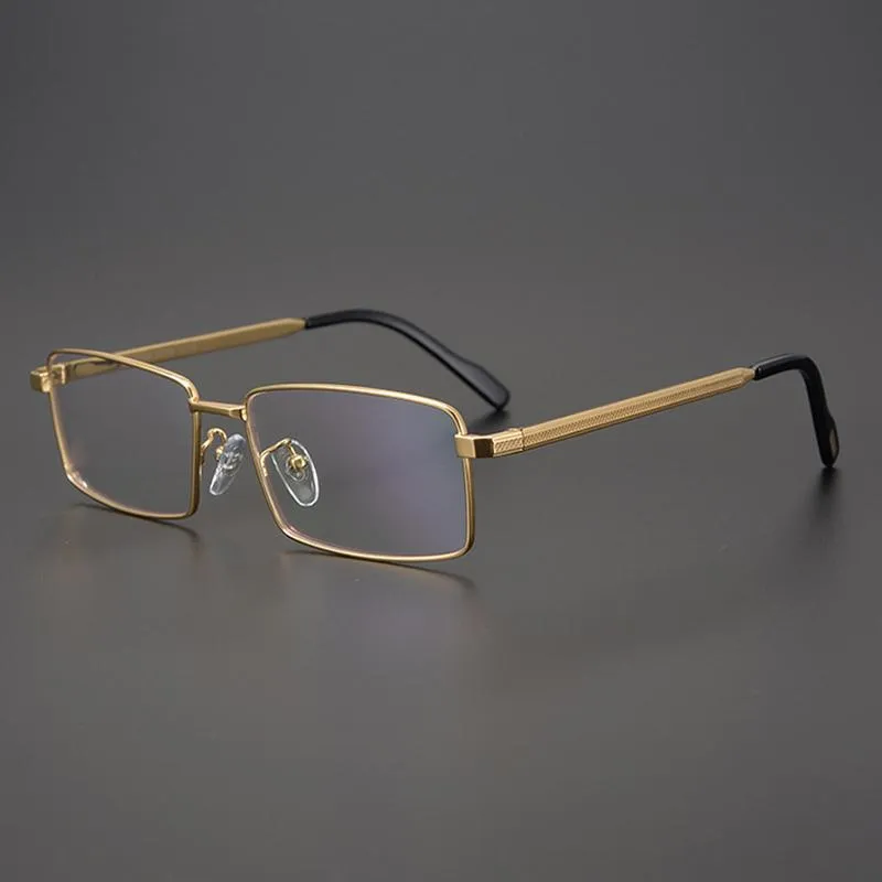 Fashion Sunglasses Frames 24k Gold Titanium EyeGlasses Men High Quality Brand Reading Myopia Prescription Spectacles Full Rim Ultra Light