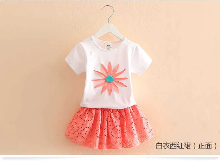  Summer 2-10 Years Kids Girl Birthday Party Elegant Princess Embroidery Floral T Shirt+Hollow Out Skirt 2 Piece Dress Sets (7)