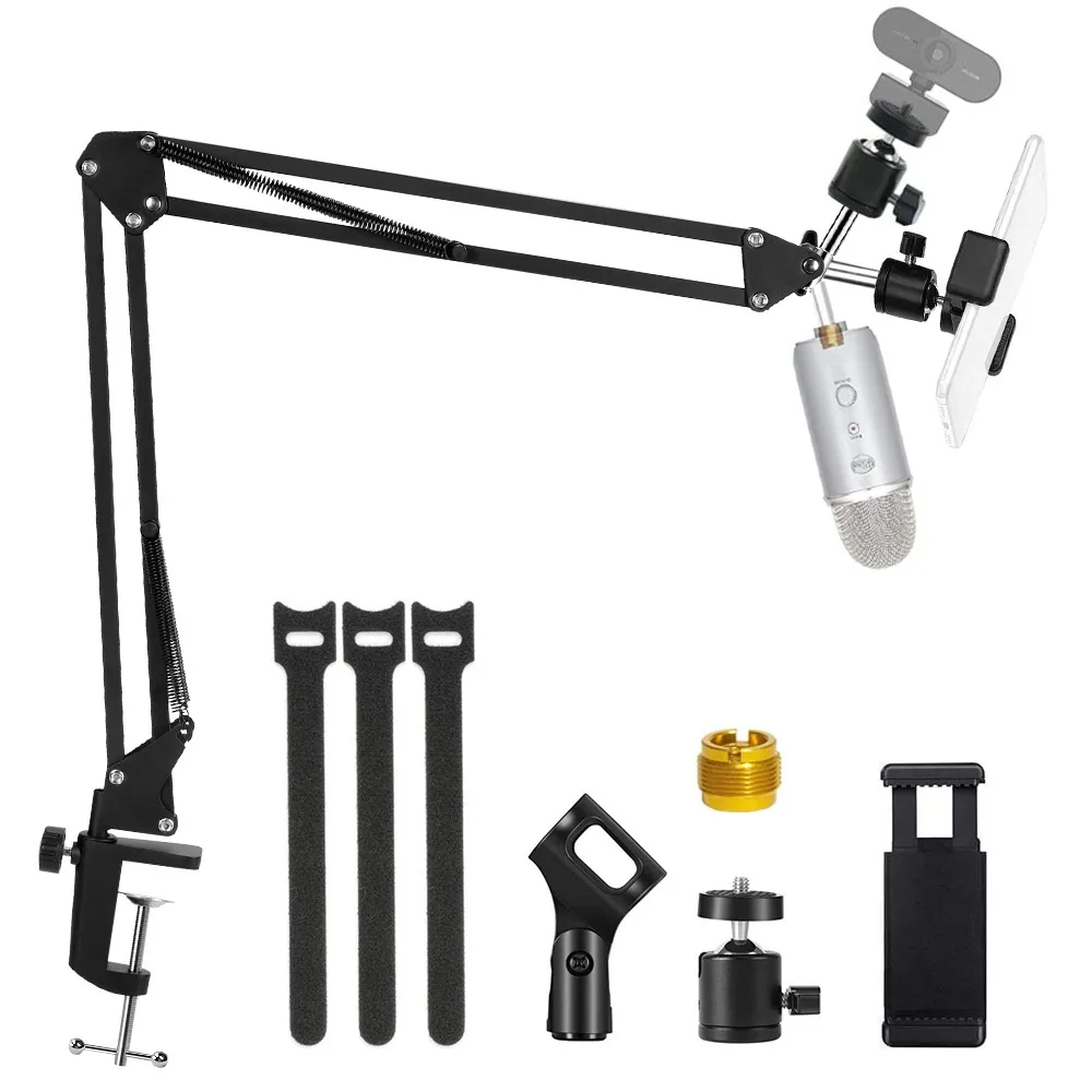 Microphone Stand For Blue Yeti and Snowball and Webcam Boom Scissor Arm Stands Logitech C920 C922 C930 C930e W8