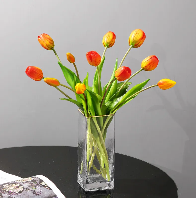 JAROWN 5 Heads Tulip Artificial Flower Real Touch Artificial Bouquet Fake Flower for Wedding Decoration Flowers Home Garden Decor (122)